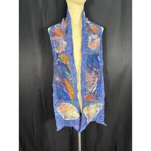 Nuno Felted Blue Artisan Soft Scarf, One of a Kind Accessory